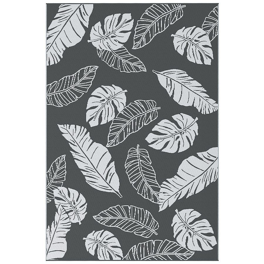 Outsunny Outdoor-Teppich wetterfester Kunststoffteppich 182x274cm doppelseitiges Design für Balkon Terrasse Grau Weiß   Aosom.de von Outsunny