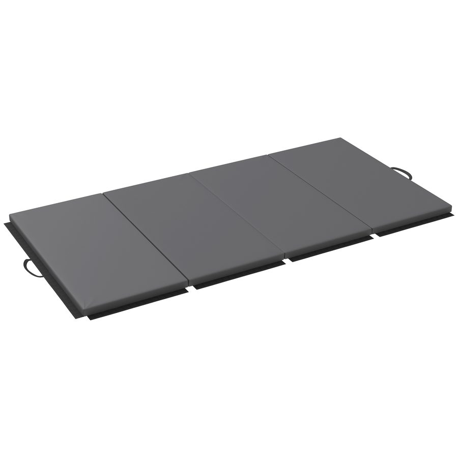 HOMCOM Faltbare Gymnastikmatte, dicke Gymnastikmatte, 240 x 120 x 5 cm, mit Griff, Bodenmatte für Yoga, MMA, Sport, Fitness, Pilates, synthetischer Bezug, Grau   Aosom von HOMCOM
