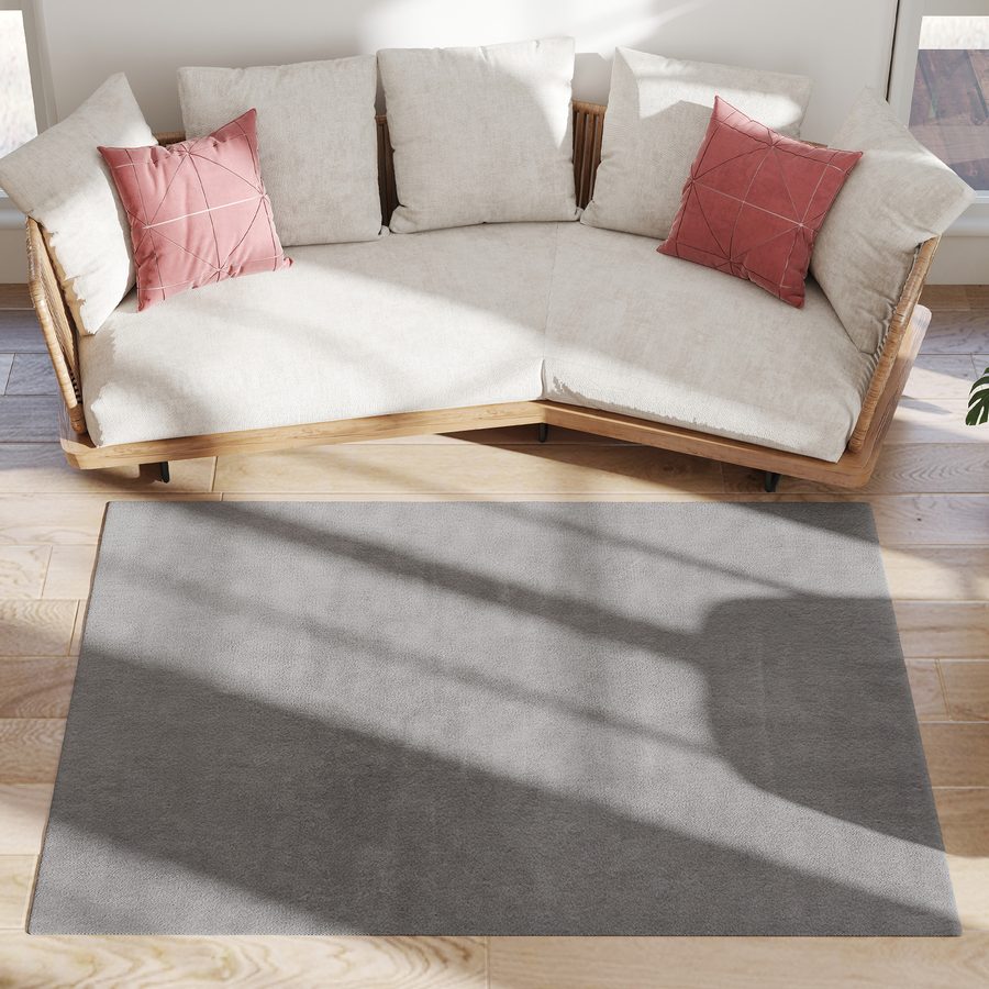 HOMCOM Teppich Wohnzimmer 160 x 120 cm Langflor Teppich, maschinenwaschbar, rutschfest, Kunstfell, für Wohnzimmer, Schlafzimmer, Büro, Hellgrau   Aosom von HOMCOM