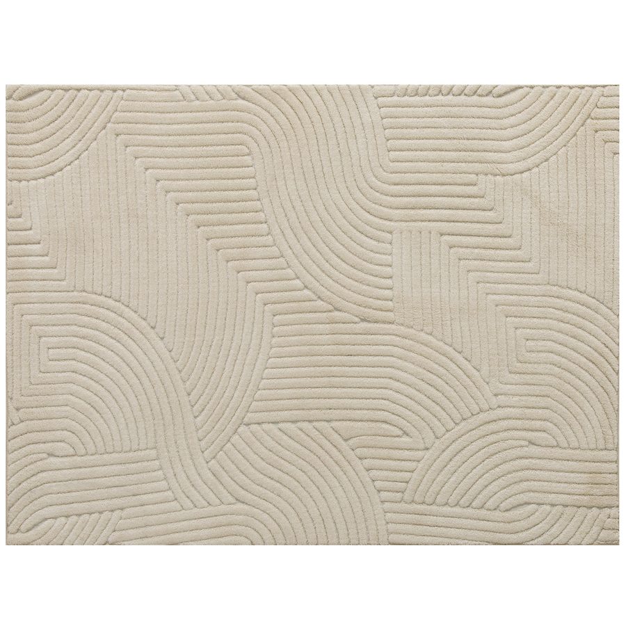 HOMCOM Teppich Anti-Rutsch Geometrisch Hochflor Wohnzimmerteppich mit Modern-Design für Wohnzimmer Terrasse Balkon & Küche, 200 x 140 cm, Cremeweiß   Aosom von HOMCOM