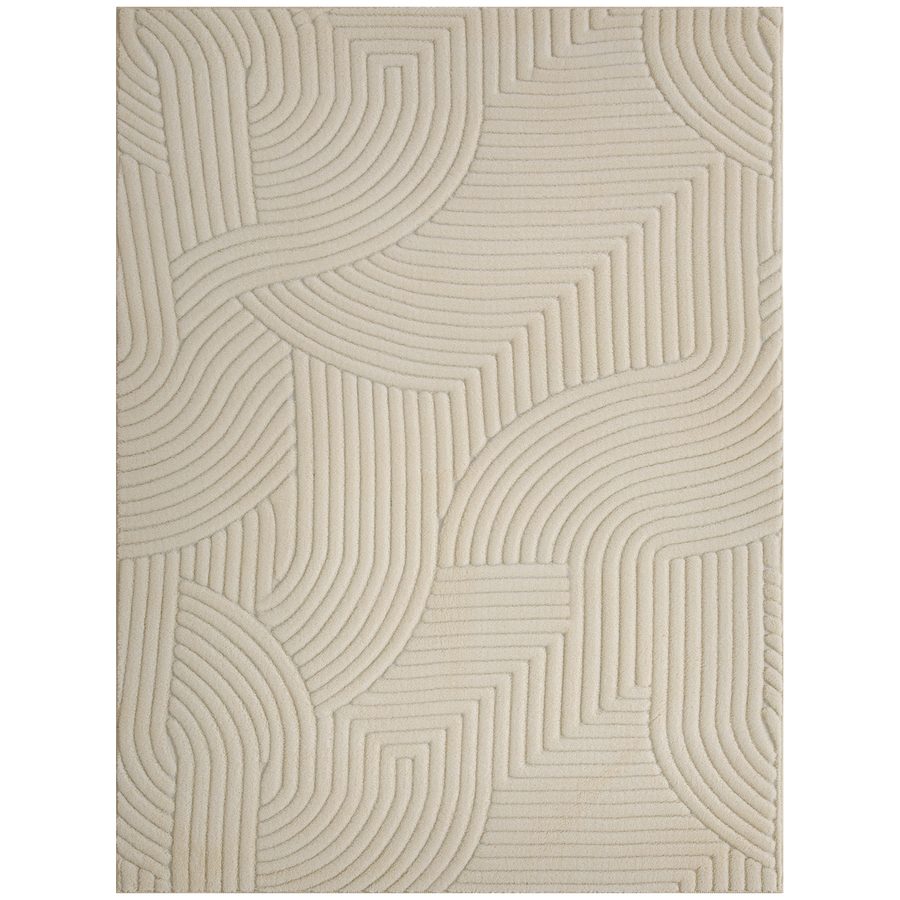 HOMCOM Teppich Wohnzimmer 160 x 120 cm, geometrischer flauschiger rutschfester Hochflor Teppich, moderner Stil, für Wohnzimmer, Schlafzimmer, Büro, Creme   Aosom von HOMCOM