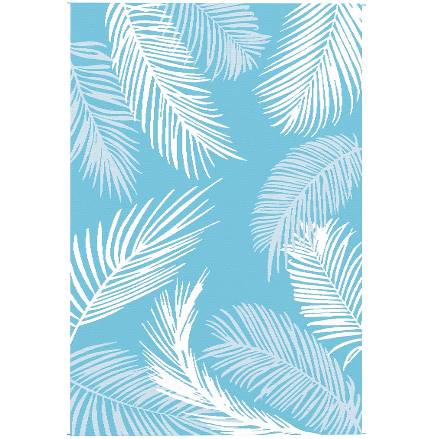 Outsunny Outdoor Teppich wendbarer robuster Wetterfest Outdoorteppich Carpet mit Tragetasche Bodenankern Outdoor-Teppich für Balkon Garten Terrasse Bad Flur Küche 274 x 182 cm Hellblau+Weiß   Aosom von Outsunny