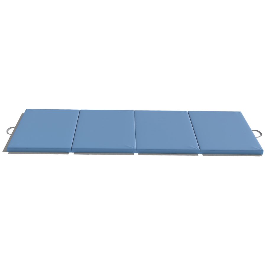 HOMCOM Trainingsmatte, Faltbare Fitnessmatte Sportmatte mit Griffen Gymnastikmatte Gymnastik Tumbling Matte für Yoga, MMA, Fitness, Pilates, Synthetikbezug, Hellblau, 240 x 120 x 5 cm   Aosom von HOMCOM