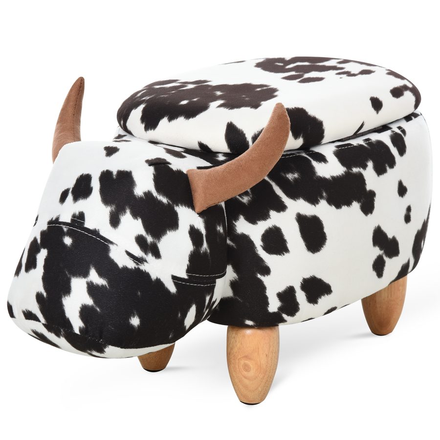 HOMCOM Tierhocker Dekohocker mit Stauraum 62x35x36cm Polsterhocker im Schweinchen-Design Schwarz Weiß für Wohnzimmer & Kinderzimmer   Aosom.de von HOMCOM