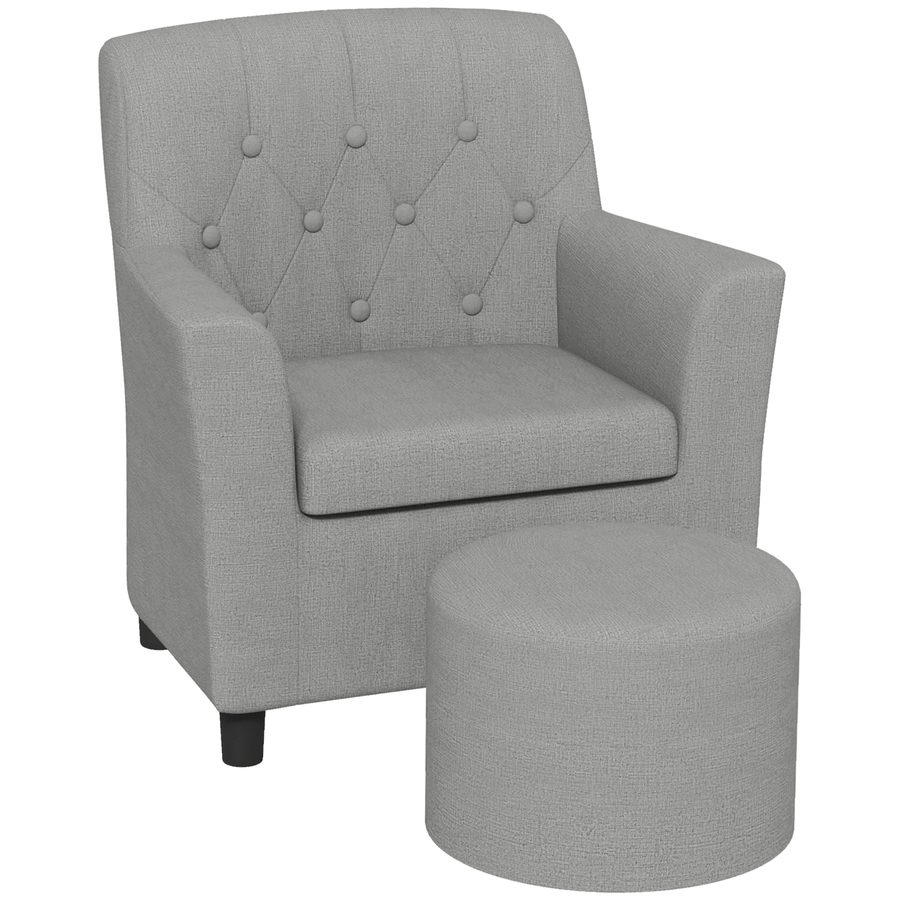 AIYAPLAY Kindersessel mit Fußhocker Kindersofa ab 18 Monaten in Leinentoptik Eukalyptusholz Grau 45 x 43 x 50,5 cm für Kinderzimmer   Aosom.de von AIYAPLAY