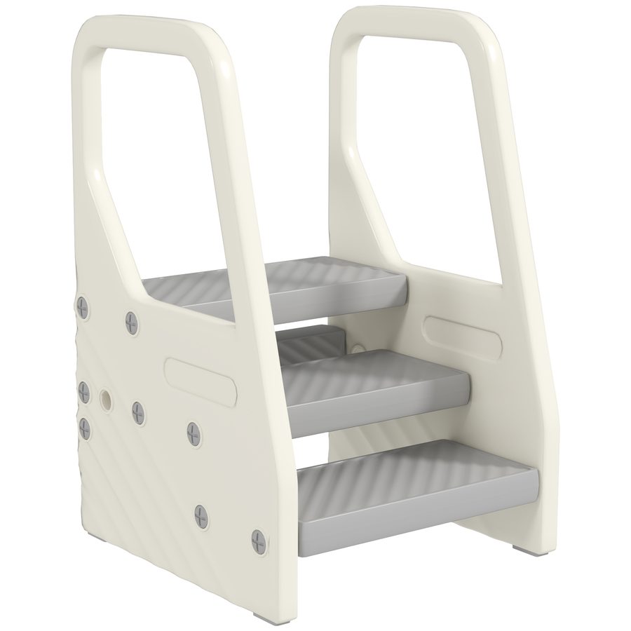 AIYAPLAY Tritthocker mit 3 Stufen, Kinderhocker Bad höhenverstellbar, Klohocker mit Anti-Rutsch, Badhocker für Kinder 2-5 Jahre, bis 30 kg belastbar, für Bad, Küche, Kinderzimmer, Grau   Aosom von AIYAPLAY