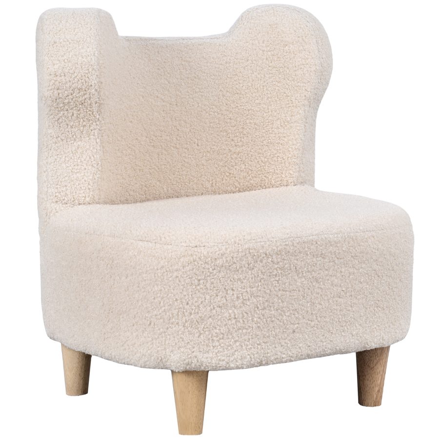AIYAPLAY Kindersessel, Kindersofa mit Teddyfleece-Optik, Bärenform Kinderstuhl mit Holzbeine für Kinderzimmer, Spielzimmer, Beige   Aosom von AIYAPLAY