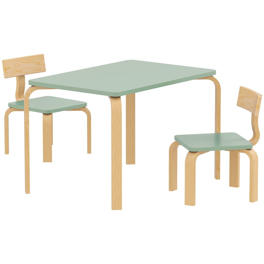 AIYAPLAY Kindertisch mit Stühlen, Tisch- und 2-Stühle-Set aus Holz zum Zeichnen, Spielen, Lernen, Geschenk für Mädchen Jungen 3-8 Jahre, für Spielzimmer, Kinderzimmer, Kindergarten, grün   Aosom von AIYAPLAY