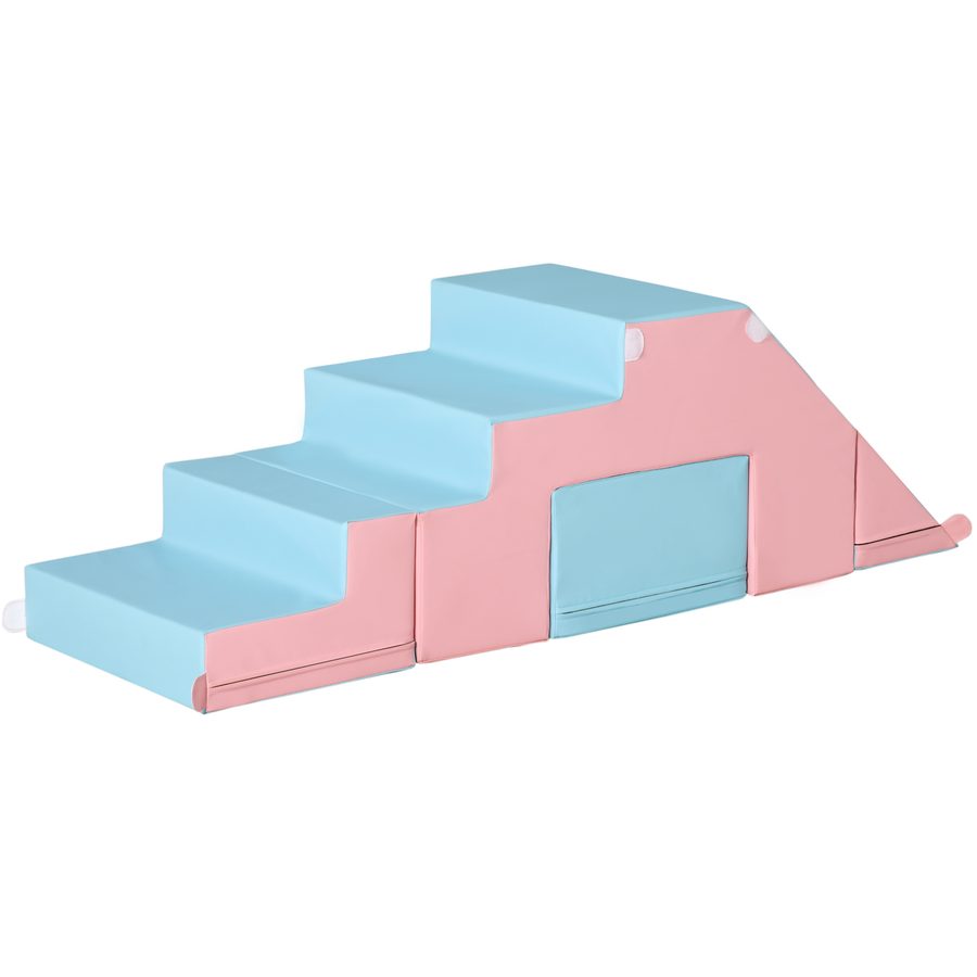 HOMCOM 2er-Set Bausteinset Tisch- und Stuhlset mit Rutsche rekonfigurierbar für 12-36 Monate Bauspielzeug aus Schaumstoff Rosa und Blau   Aosom.de von HOMCOM