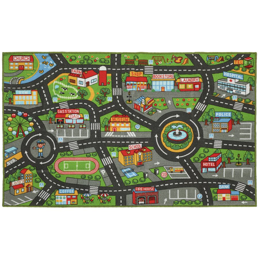AIYAPLAY Krabbelmatte Baby, Spielmatte 160x100x0,5cm, Rutschfest Krabbeldecke mit Rutschfester Unterseite Stadtmotiv Spielteppich für Kinderzimmer   Aosom von AIYAPLAY