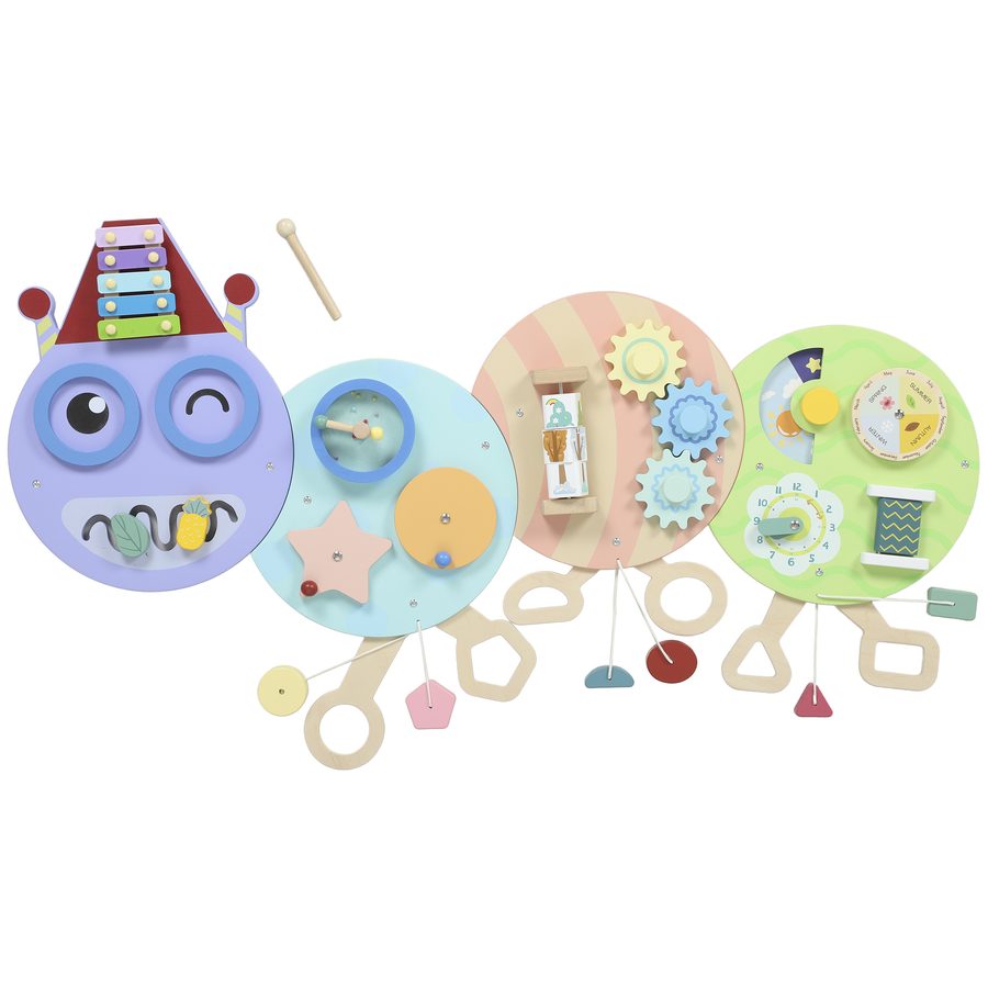 AIYAPLAY Caterpillar Montessori Busy Board Sensorisches Spielzeug Activity Board Beschäftigungsbrett Wandspielzeug für Kinder Geschenk für Jungen Mädchen ab 3 Jahre   Aosom von AIYAPLAY
