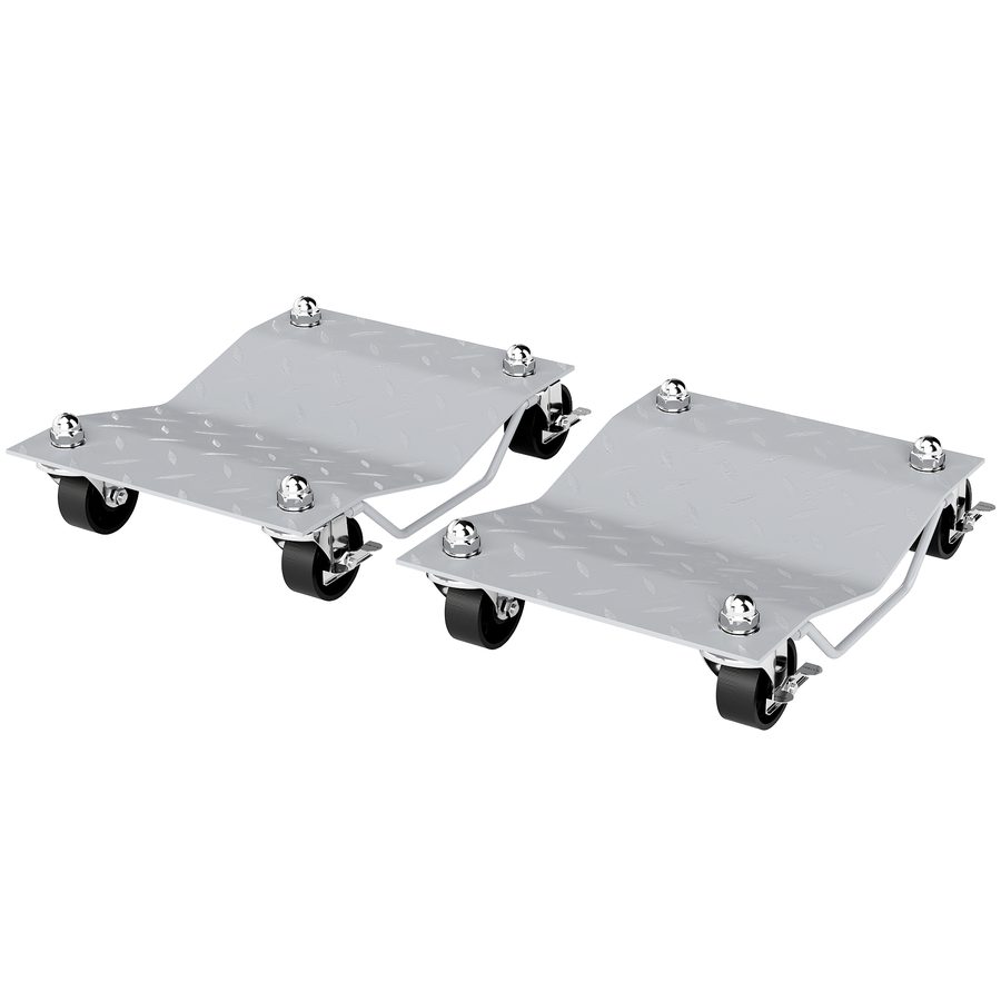 DURHAND Rangierheber 2 Stück Rangierhilfe für Reifenwechsel Wagenheber mit 4 Rollen Grau 40,5x30x13,5cm für Auto & Werkstatt   Aosom.de von Durhand