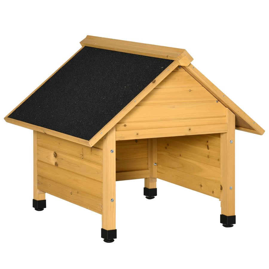 Outsunny Holzgarage für Rasenmäher Roboter Mähroboter Carport 75x76x70 cm Gelb, Sonnen- & Regenschutz für Rasenroboter   Aosom.de von Outsunny
