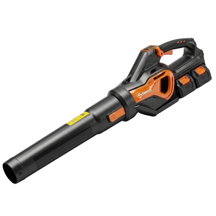 Outsunny Akku-Laubsauger 20V Kabellos Laubbläser mit 2x4.0Ah Akku & Ladegerät Turbo-Boost 162,7 km/h Blasgeschwindigkeit, 912 m³/h Saugleistung 3 Luftstrommodi Schultergurt, für Garten, Terrasse   Aosom von Outsunny