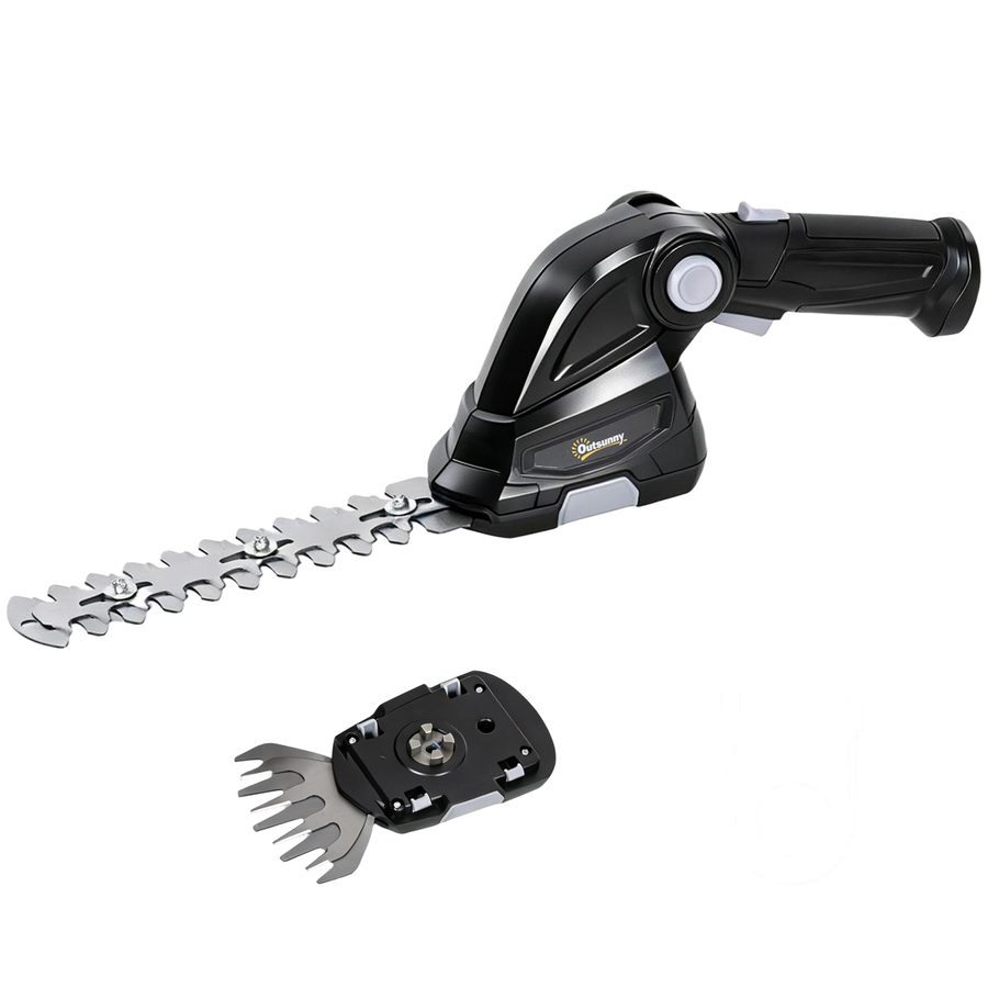 Outsunny 2-in-1 Akku Heckenschere Elektrischer Hecken & Strauchschere mit 2 x 7,2V Wiederaufladbaren 2,0 Ah Akku, 2 Austauschbaren Klingen, für Äste, Sträucher, Zweige, Schwarz   Aosom von Outsunny