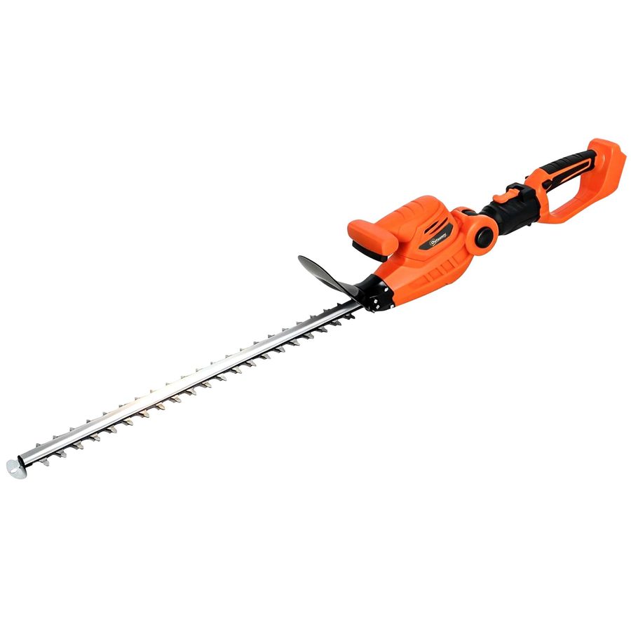 Outsunny Elektrische Heckenschere Klinge 51 cm 2 Akkus 4,0 Ah Teleskopstiel aus Aluminium, kabellose Heckenschere mit schwenkbarem Kopf, für Äste, Sträucher, Zweige, Orange   Aosom von Outsunny