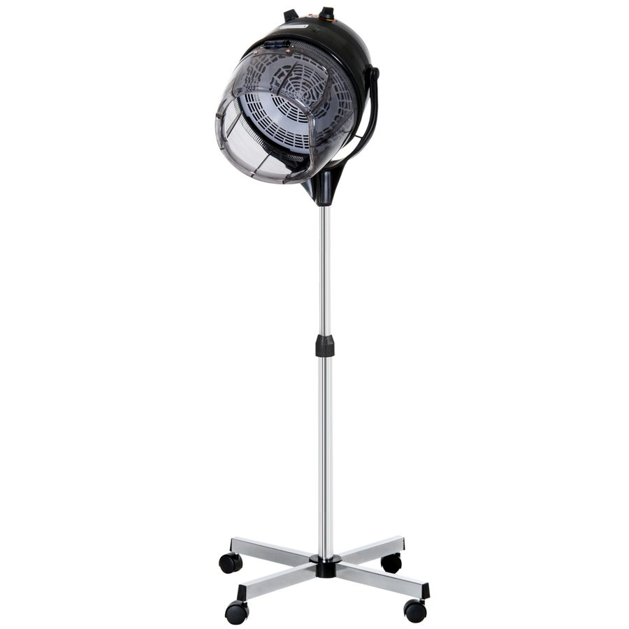 HOMCOM Haartrockner Helm 1180W mit Höhenverstellung, Haartrockner-Helm mit Timer 60 Minuten und drehbaren Rädern, aus PP, PC und Stahl, 65x65x115-165 cm, Schwarz   Aosom von HOMCOM