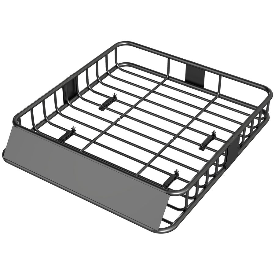 HOMCOM Dachgepäckträger Universal Dachkorb mit Windschutz, Fracht Relingträger aus Stahl, Auto Gepäckträger bis 90,7kg belastbar Dachträger Dach Gepäckkorb für SUV Trucks 110,5 x 99,5 x 18,5cm Schwarz   Aosom von HOMCOM