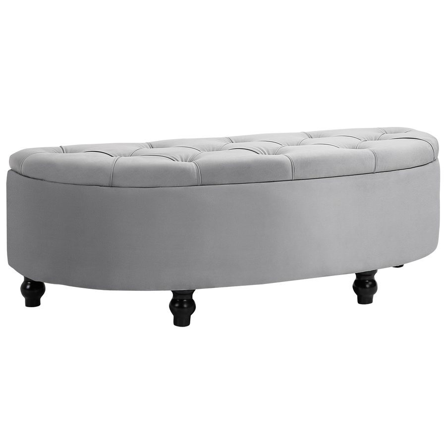 HOMCOM Sitzbank Stauraum Sitzhocker Aufbewahrungsbox Fußbank Velvet-Touch Gummiholz Grau Schlafzimmer   Aosom von HOMCOM