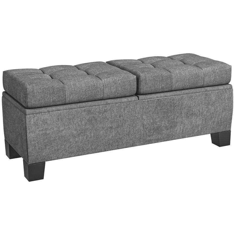 HOMCOM Sitzbank mit Stauraum, Polsterbank mit Leinenoptik, Gepolsterte Aufbewahrungsbox bis 180kg belastbar, für Flur, Schlafzimmer, Wohnzimmer, 116x41x47 cm, Grau   Aosom von HOMCOM