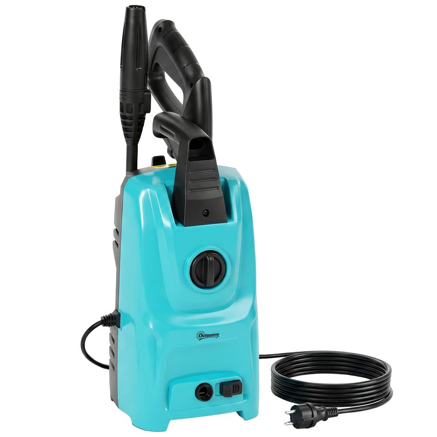 Outsunny Hochdruckreiniger 1500 W, 120 bar, Max. Fördermenge 390 l/h, Elektrischer Hochdruckreiniger mit verstellbarer Düse und Pistole, 6 m Schlauch, Aluminium-Pumpe, für Auto, Haushalt & Garten, Blau   Aosom von Outsunny