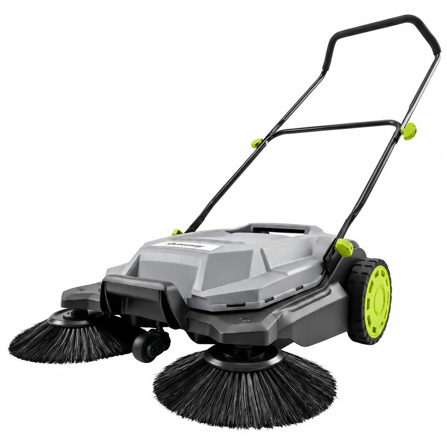 Outsunny Kehrmaschine manuell mit 68 cm Kehrbreite, 24 L Schmutzbehälter, Höhenverstellbar klappbar Griff, effektives 3-Bürsten-Kehrsystem, Stabile Handkehrmaschine für Laub, Sand, Kies, Schmutz   Aosom von Outsunny