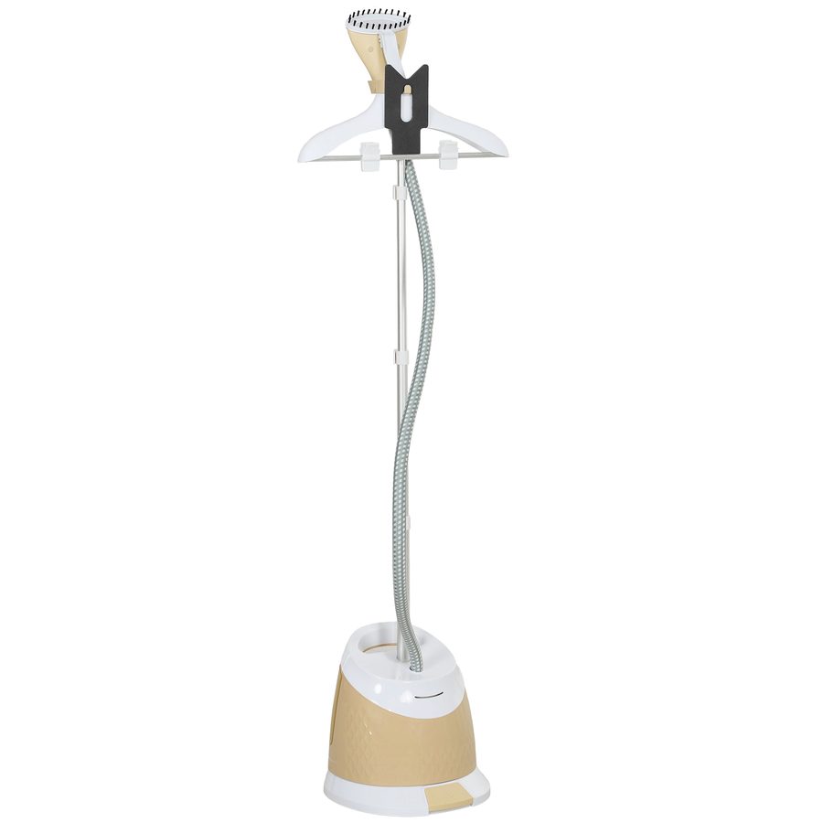 HOMCOM Dampfbügeleisen Vertikal 1800W mit 1,8L Wassertank, Aluminiumplatte, Höhenverstellbarer Stange und Zubehör, für Kleidung, Vorhänge und Sofabezüge, Gold   Aosom von HOMCOM
