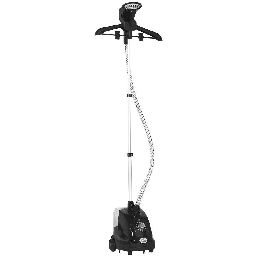 HOMCOM Vertikales Dampfbügeleisen, Vertikaler Bügel 1950W mit 1,4L Wassertank, Ausziehbarer Stange und 2 Rädern für Kleidung, Vorhänge und Sofas, aus ABS und PP, 26x21,5x29 cm, Schwarz   Aosom von HOMCOM