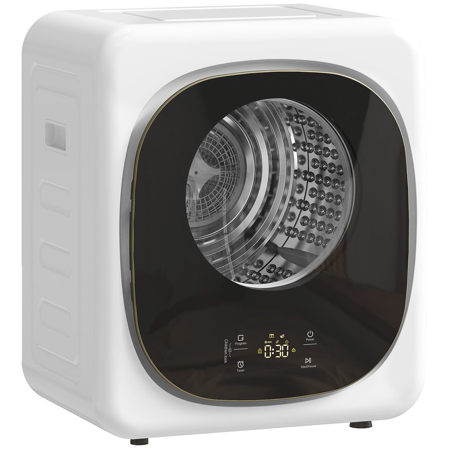 HOMCOM Mini Wäschetrockner mit 5 Programm 800 W 4 kg bis zu 60℃, Freistehend Wandmontierbar Ablufttrockner mit Smart-Sensor, Timer und Touch-Anzeige Trockner für Kleidung Weiß   Aosom von HOMCOM