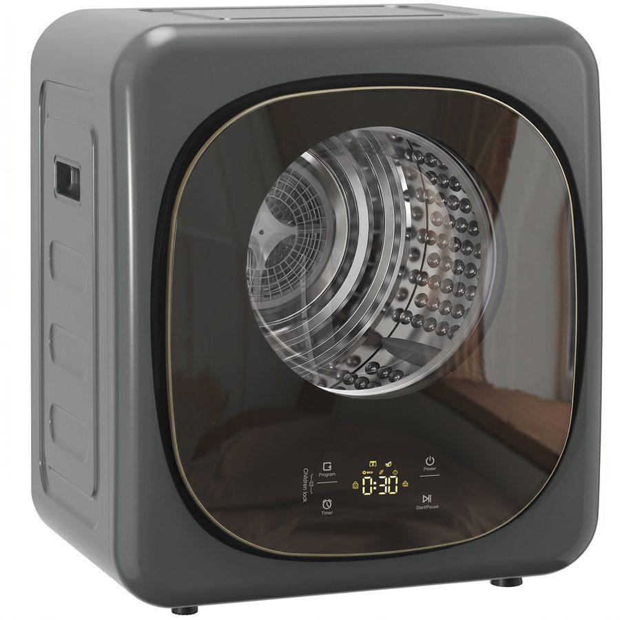 HOMCOM Mini Wäschetrockner mit 5 Programm 800 W 4 kg bis zu 60℃, Freistehend Wandmontierbar Ablufttrockner mit Smart-Sensor, Timer und Touch-Anzeige Trockner für Kleidung Grau   Aosom von HOMCOM