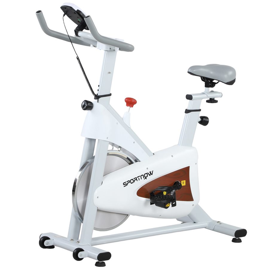 SPORTNOW Heimfahrrad, leises Standfahrrad mit einstellbarem Sitz und Widerstand, LCD-Monitor, Tabletthalter, Innenfahrrad für Cardio-Training zu Hause, weiß   Aosom von SPORTNOW