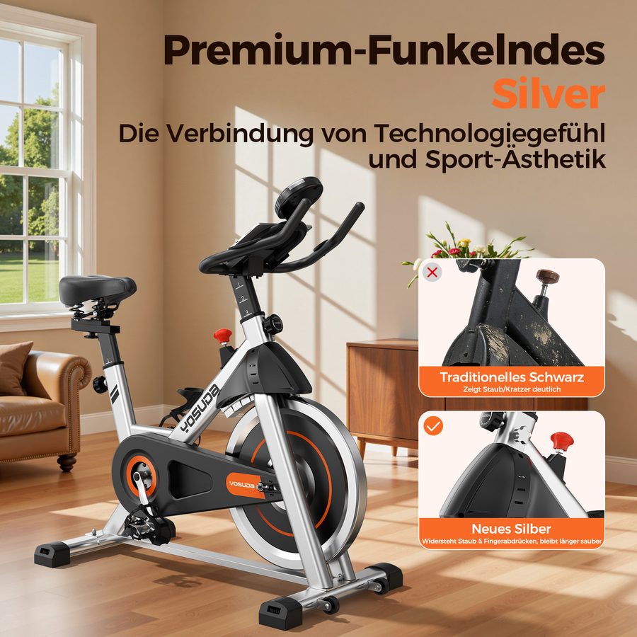 Heimtrainer Fahrrad, YOSUDA Indoor Cycling Bike mit Magnetwiderstand & APP, Leises Ergometer mit LCD-Monitor & Tablet-Halter, Spining Bike für Kardiotraining zu Hause, Höhenverstellbar