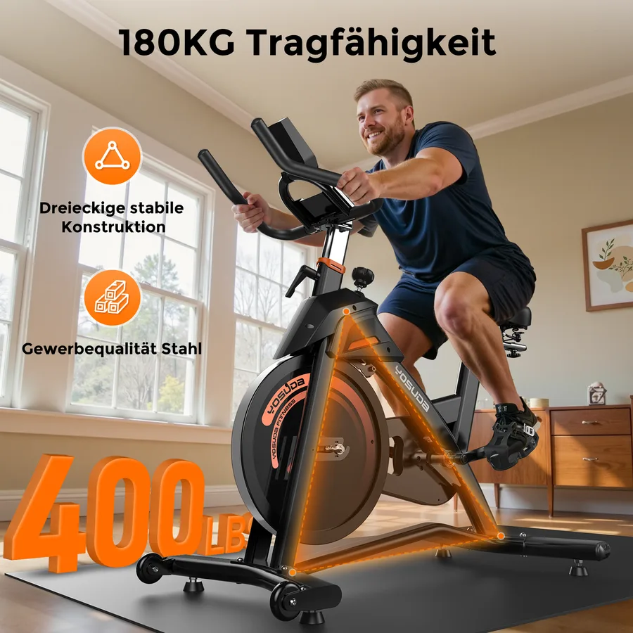 Heimtrainer Fahrrad, YOSUDA Indoor Cycling Bike mit Magnetwiderstand & APP, Leises Ergometer mit LCD-Monitor & Tablet-Halter, Spining Bike für Kardiotraining zu Hause, Höhenverstellbar