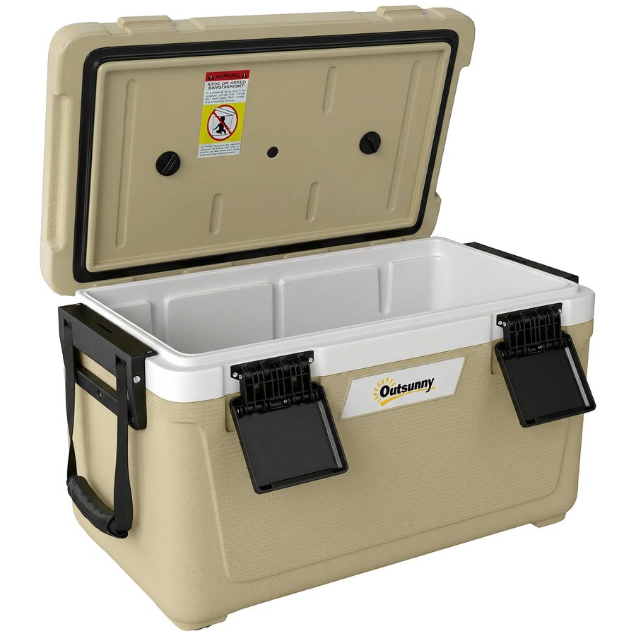 Outsunny Kühlbox 42,6L Große Passive Thermobox bis zu 72 Std. Kühlung, mit PU-Vollschaumisolierung Ablassventil Griff, Tragbare Kühlbox aus HDPE, ohne Strom, für Camping Picknick   Aosom von Outsunny
