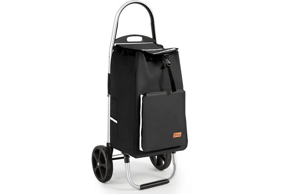 Sekey Einkaufstrolley Aluminium 2-in-1 Faltbar Einkaufstrolley Treppensteiger mit Kühltasche, 50 l Faltbar Einkaufsroller mit großen Rädern und Sackkarren-Funktion von Sekey