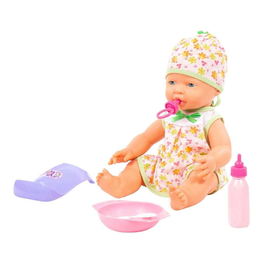 Polesie Puppe Fröhliches Baby 35cm mit Schnuller & Fütterset von POLESIE