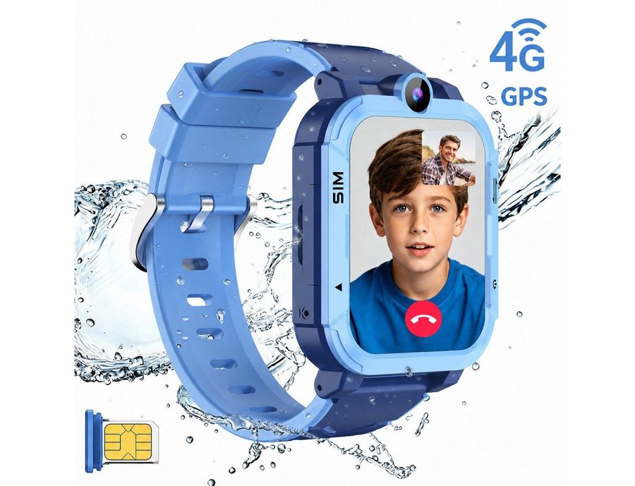 blackview Z20 4G Videoanruf, GPS, SOS-Taste, IP67 wasserdicht, 800mAh Kinder Smartwatch (1,83 Zoll), 1.83", 8 MP, GPS + LBS + WiFi, 800 mAh, IP67, 4G Nano SIM von blackview
