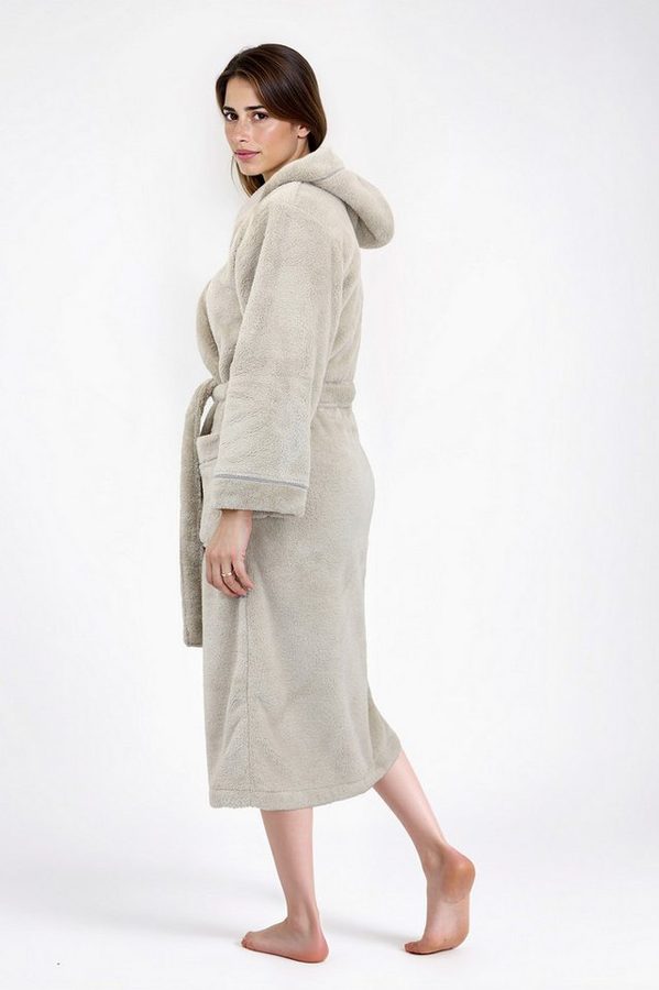 OTTO home Unisex-Bademantel Lillou, ideal für Sauna & Spa, Hotelbademantel, Morgenmantel, Langform, Microfaser, Kapuze, Gürtel, kuschelig weicher Fleece, plüsch, für Damen und Herren, XS-3XL von OTTO home