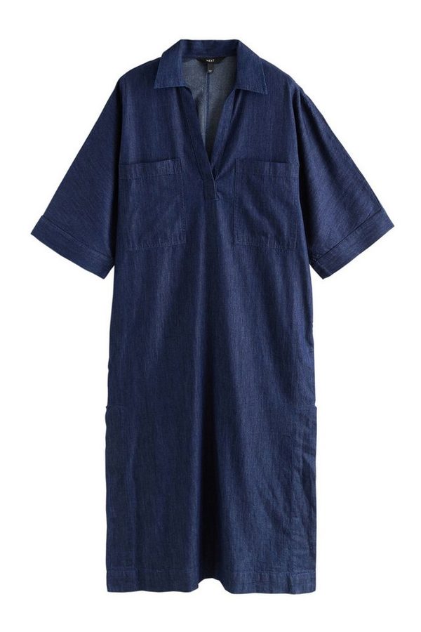 Next Midikleid Kaftan-Midikleid aus Denim (1-tlg)