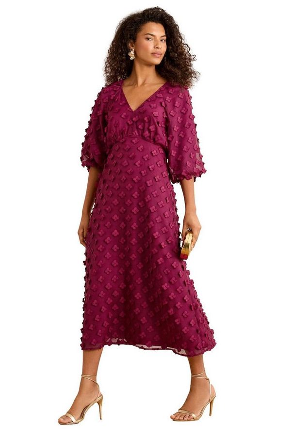 Love & Roses Midikleid Love & Roses Midikleid mit 3D-Blumen, Regular (1-tlg)