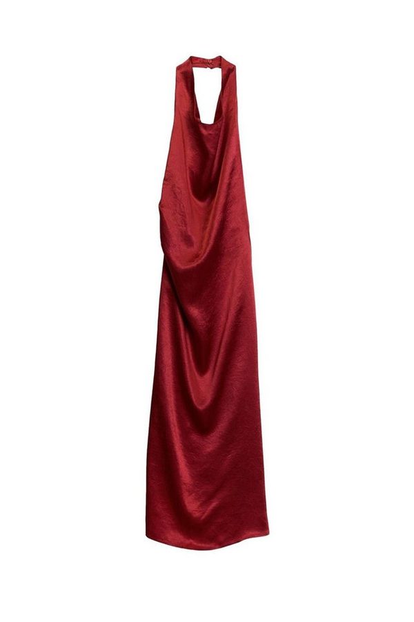 Bhoem Neckholderkleid Festliches, rückenfreies Satin-Midikleid (1-tlg)