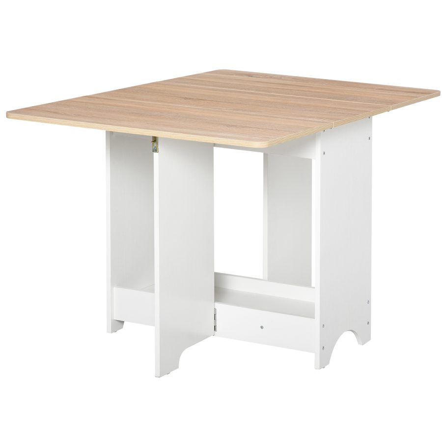HOMCOM Klapptisch Konsolentisch mit Regalfach, Wohnzimmer- und Küchentisch, Klapptisch, Klappbar, Platzsparend, Holzfarbe und Weiß, 118x80x72cm   Aosom von HOMCOM