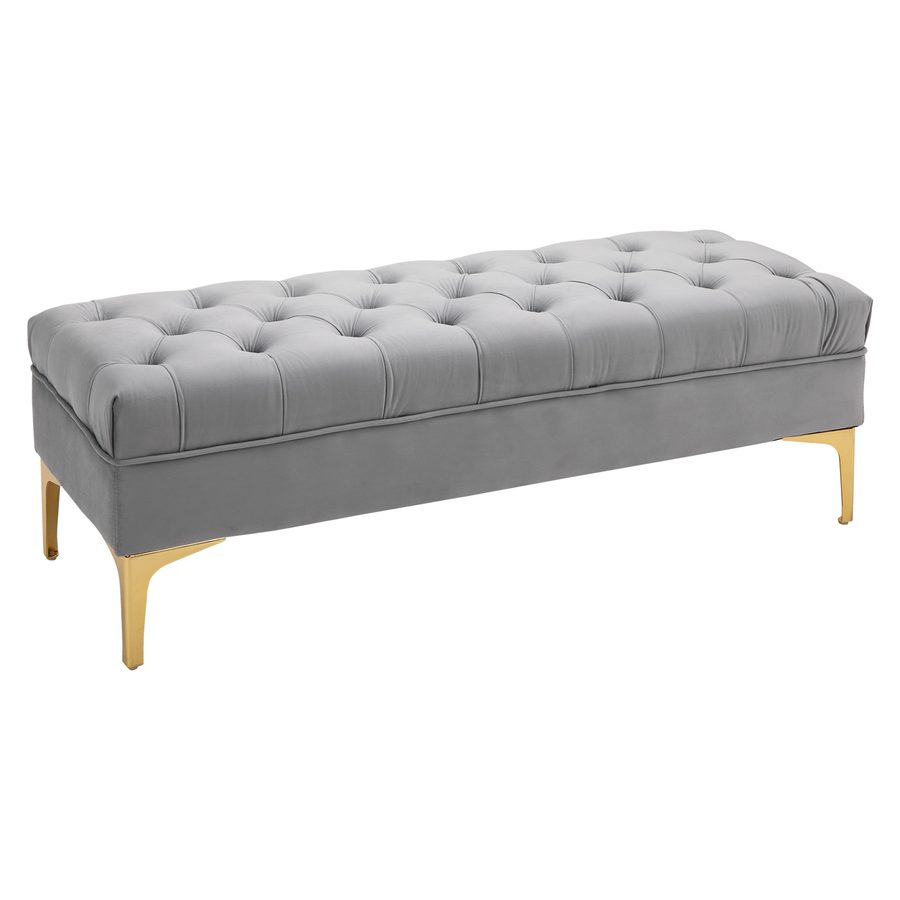 HOMCOM Sitzbank Bettbank Schuhbank mit erhöhten Beinen aus Samt in Hellgrau 118x45x42cm für Schlafzimmer und Flur   Aosom.de von HOMCOM