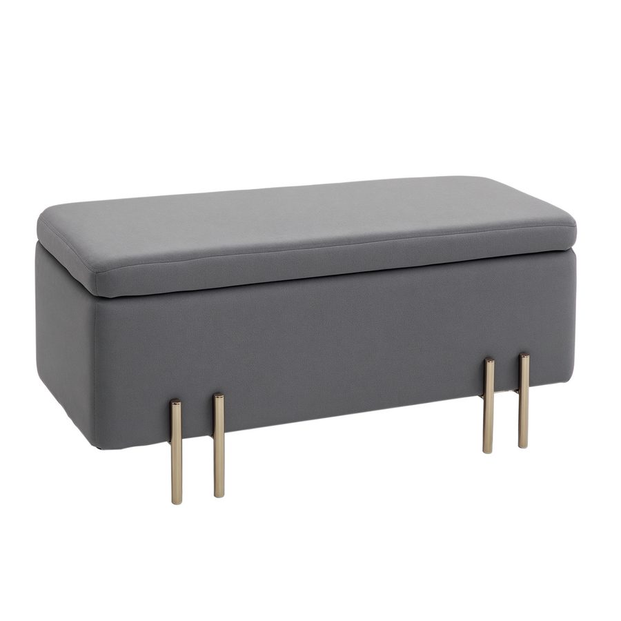 HOMCOM Sitzbank Polsterbank mit Stauraum Truhenbank Dunkelgrau Stoff Metall Gummiholz 100x40x42cm für Flur Wohnzimmer   Aosom.de von HOMCOM