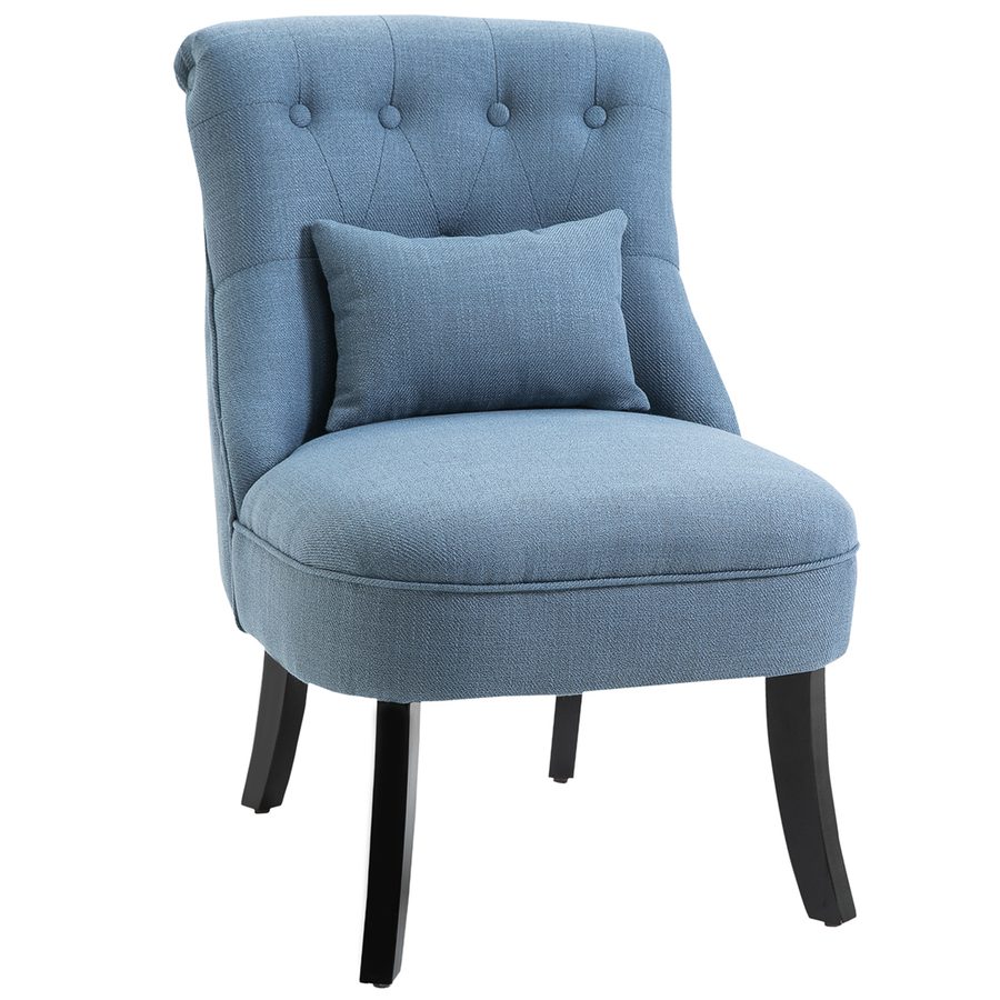 HOMCOM Fernsehsessel Relaxsessel mit Rückenkissen und erhöhten Füßen, Leinen in Blau, 52,5x69x77cm, bequem für Wohnzimmer   Aosom.de von HOMCOM