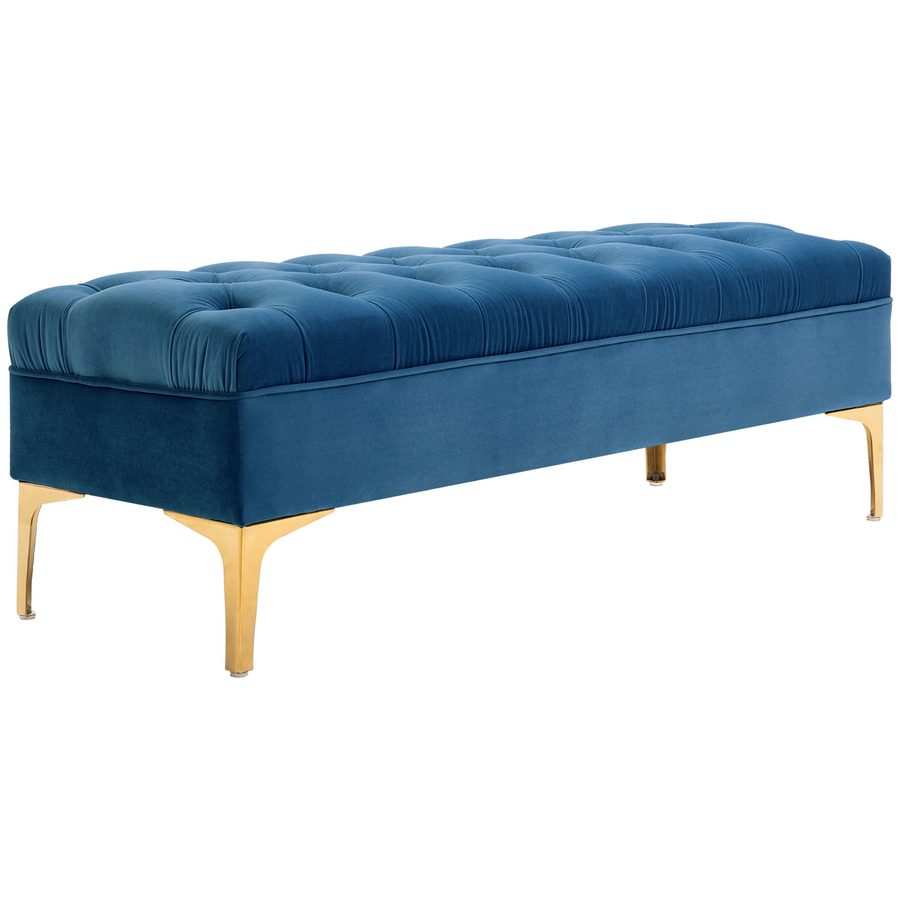 HOMCOM Sitzbank Bettbank Schuhbank Samt Blau 118 x 45 x 42 cm mit erhöhten Beinen für Schlafzimmer & Flur   Aosom.de von HOMCOM