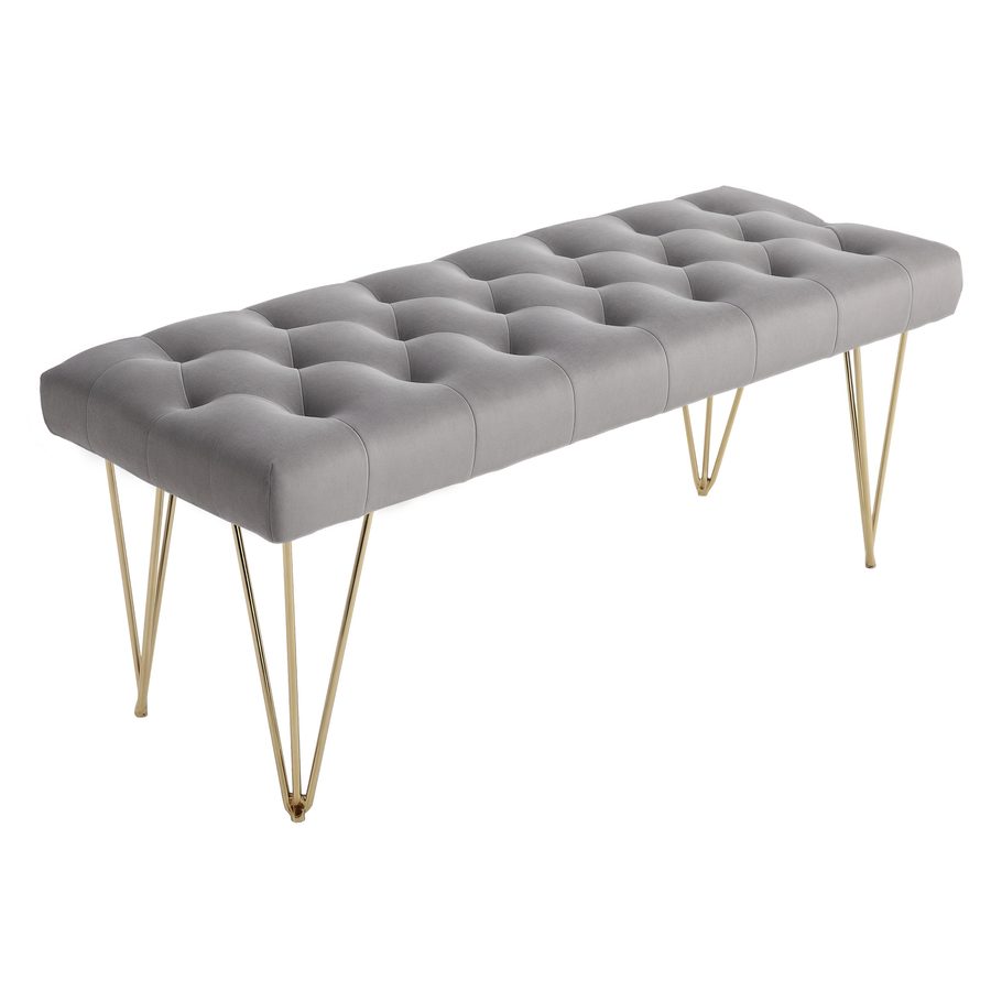 HOMCOM Sitzbank Eingangsbereich Schuhbank mit Samtbezug Velvet Grau 116x44,5x49cm ideal für Flur & Diele   Aosom.de von HOMCOM