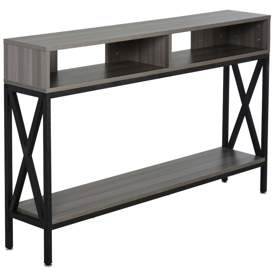 HOMCOM Konsolentisch Eingangstisch Industrieller Mehrzweck Konsolentisch 120 x 23,5 x 75 cm Grau Holz   Aosom von HOMCOM