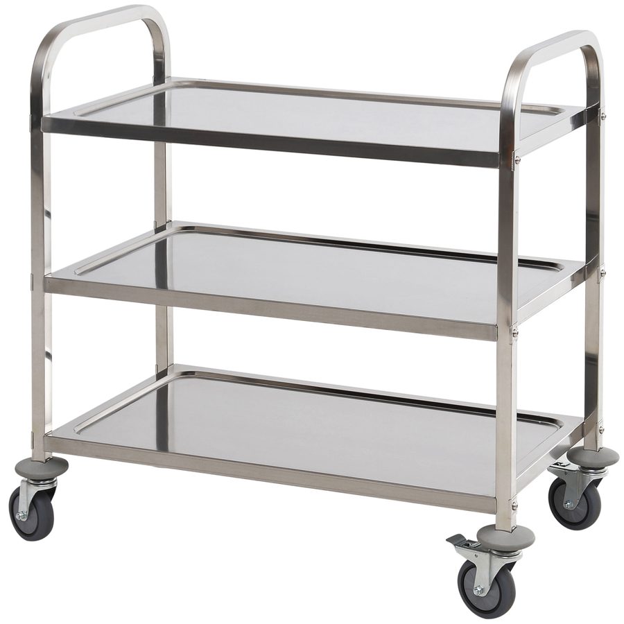 HOMCOM® Servierwagen Küchenwagen Rollwagen 3 Ablage Silber   Aosom von HOMCOM
