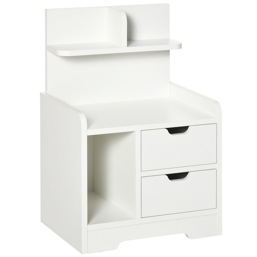 HOMCOM Nachttisch mit 2 Schubladen Nachtschrank moderner Nachtkommode mit offenen Ablage Weiß 40 x 30 x 60 cm   Aosom von HOMCOM